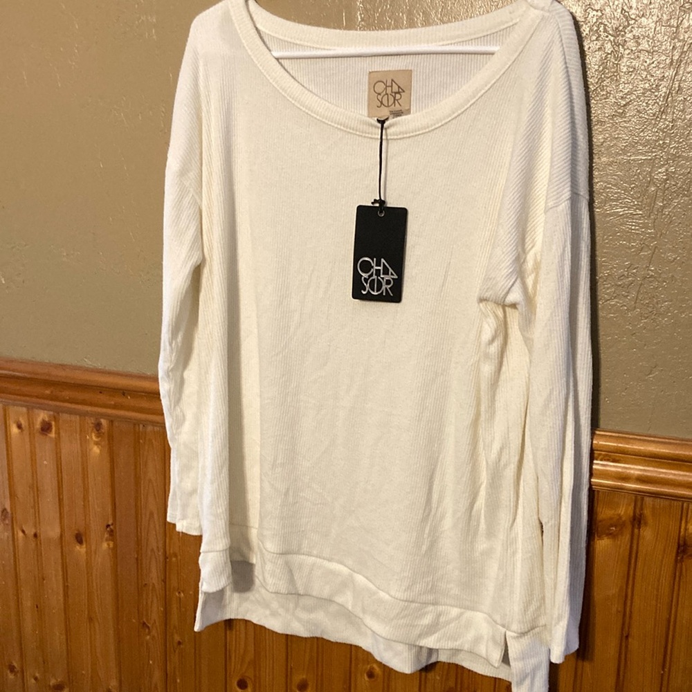 Chaser Cream Ribbed Relaxed top